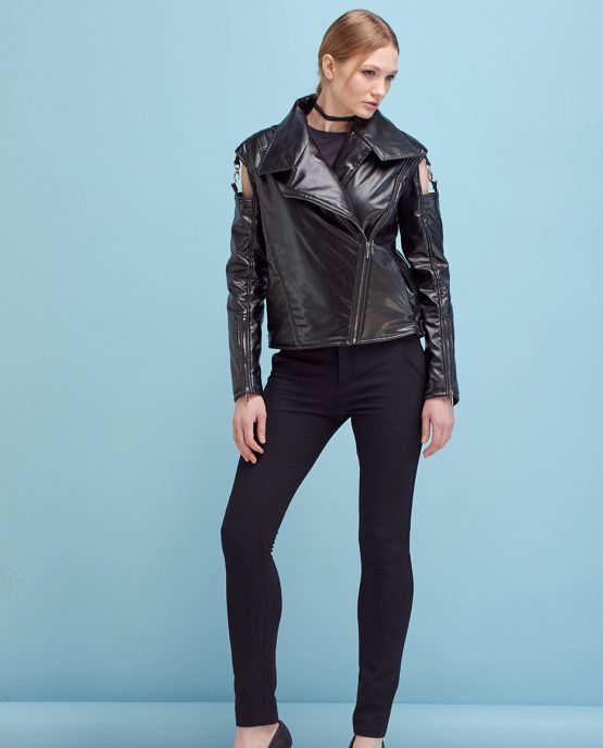 OPEN SLEEVES PADDED LEATHER JACKET